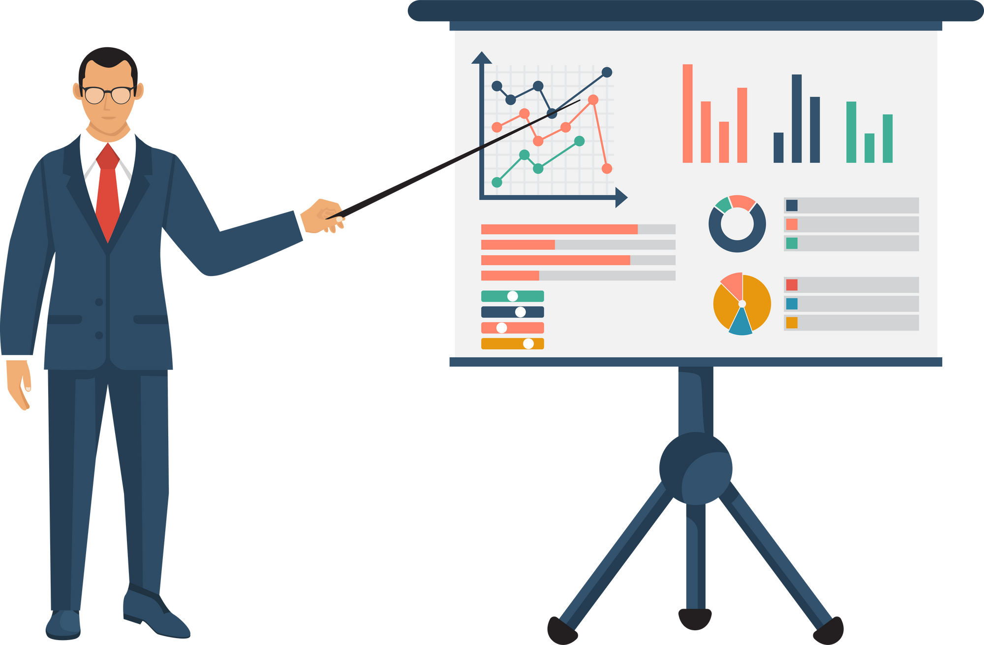 Man Presenting Financial Report Illustration